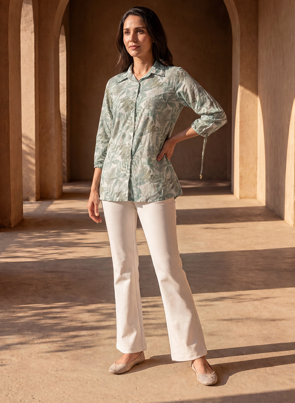 Ivory Roma Cotton Bootcut Pants