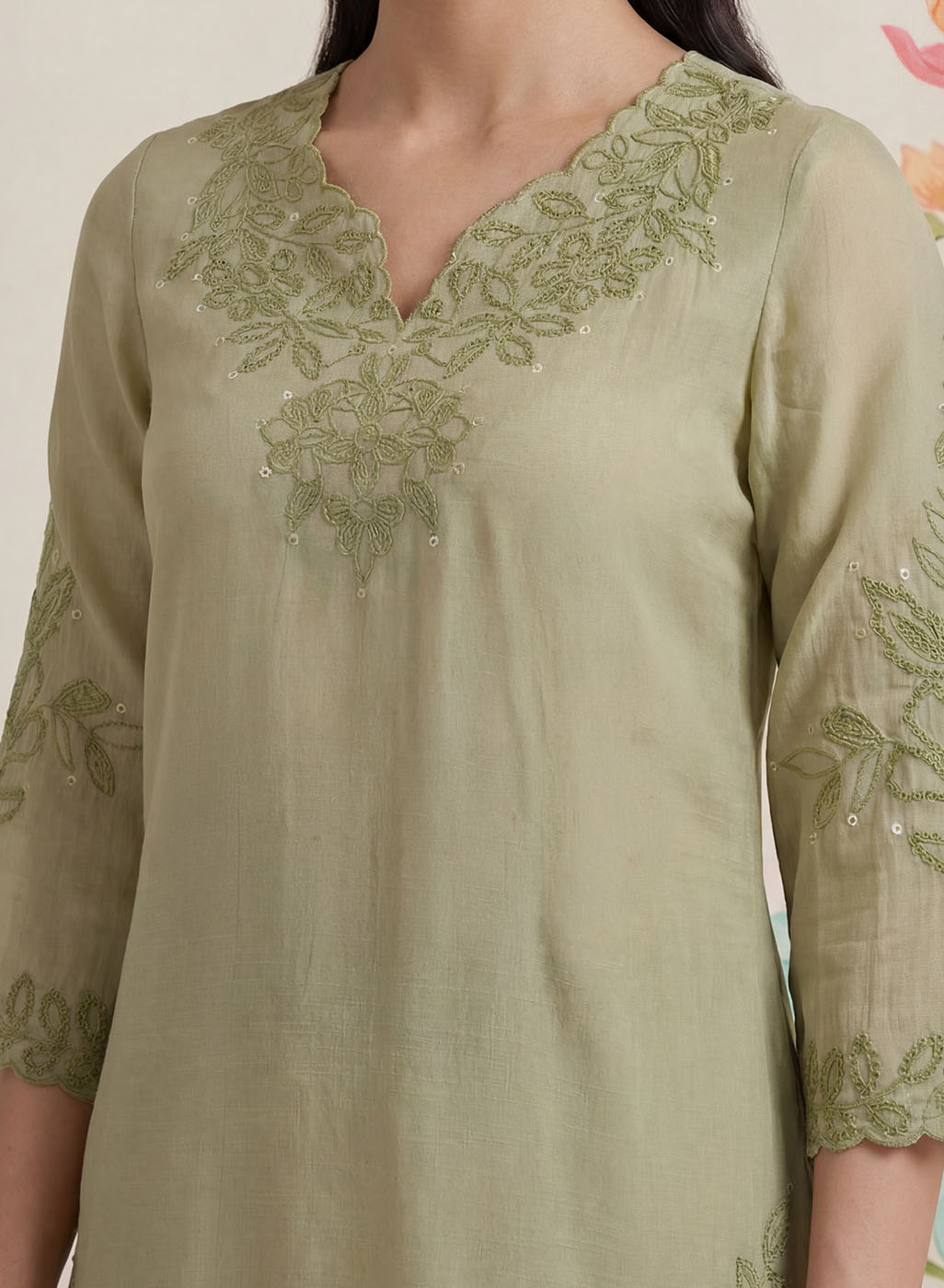 Vaadi Green Embroidered Co-ord Set