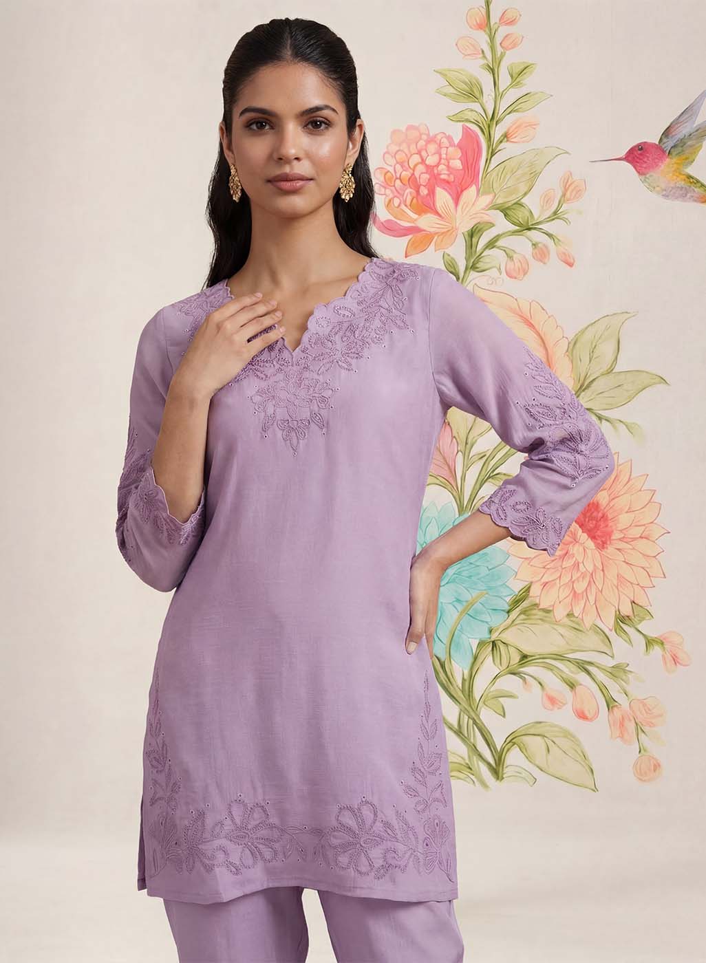 Vaadi Light Purple Embroidered Co-ord Set