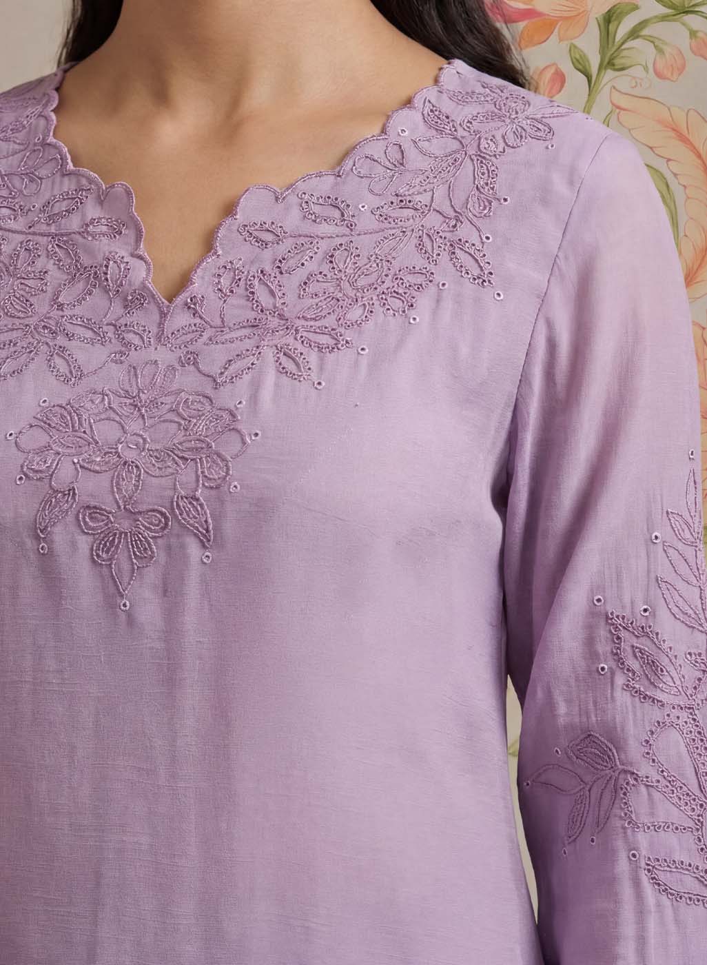 Vaadi Light Purple Embroidered Co-ord Set