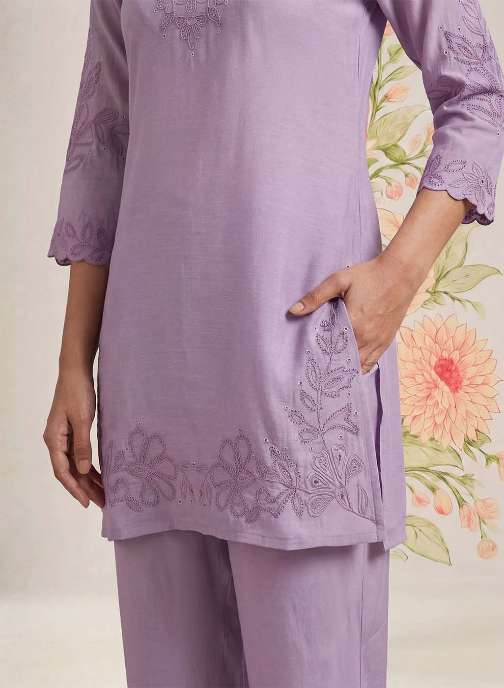 Vaadi Light Purple Embroidered Co-ord Set