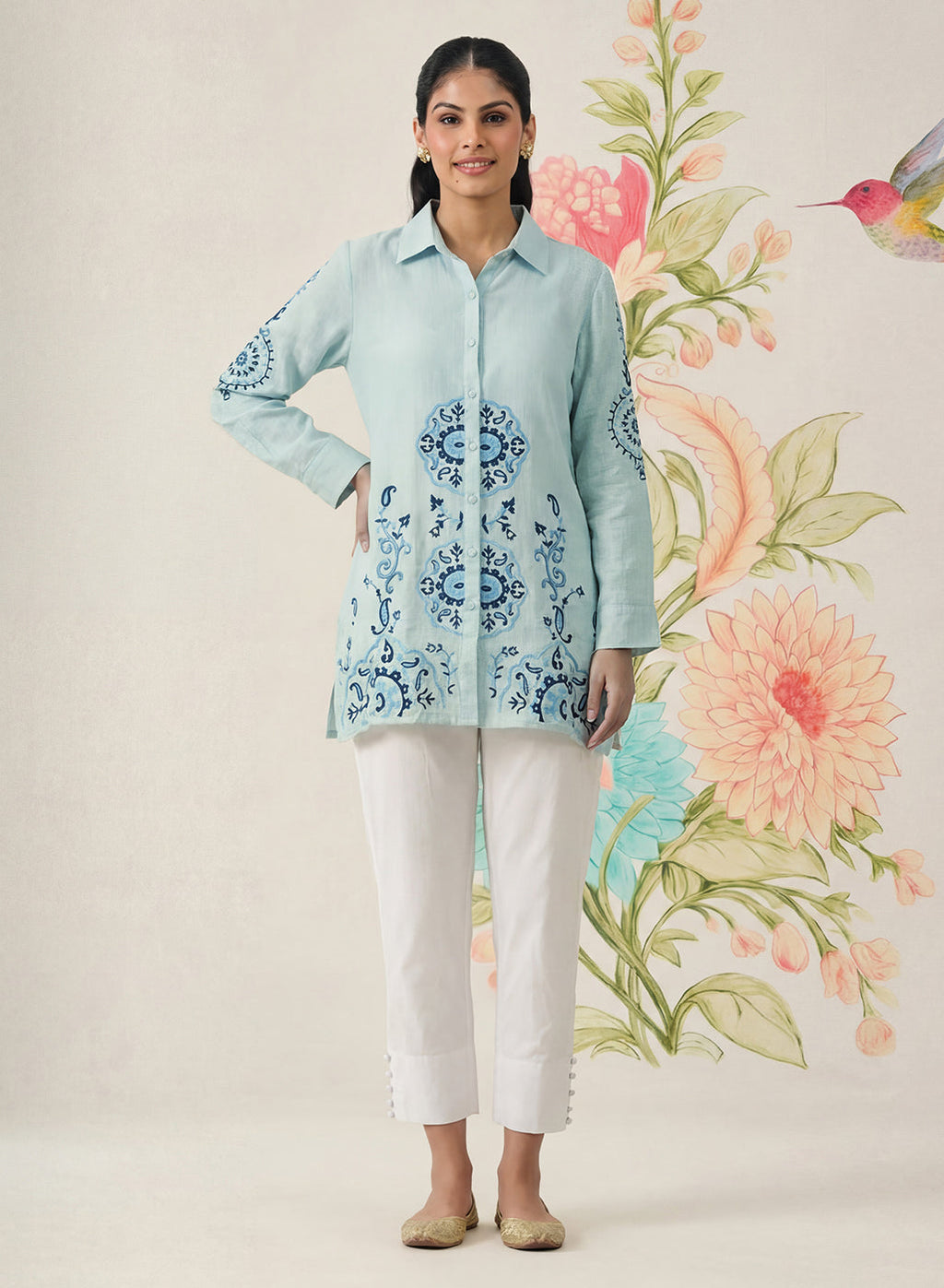 Heli Spa Embroidered Cotton Blend Shirt