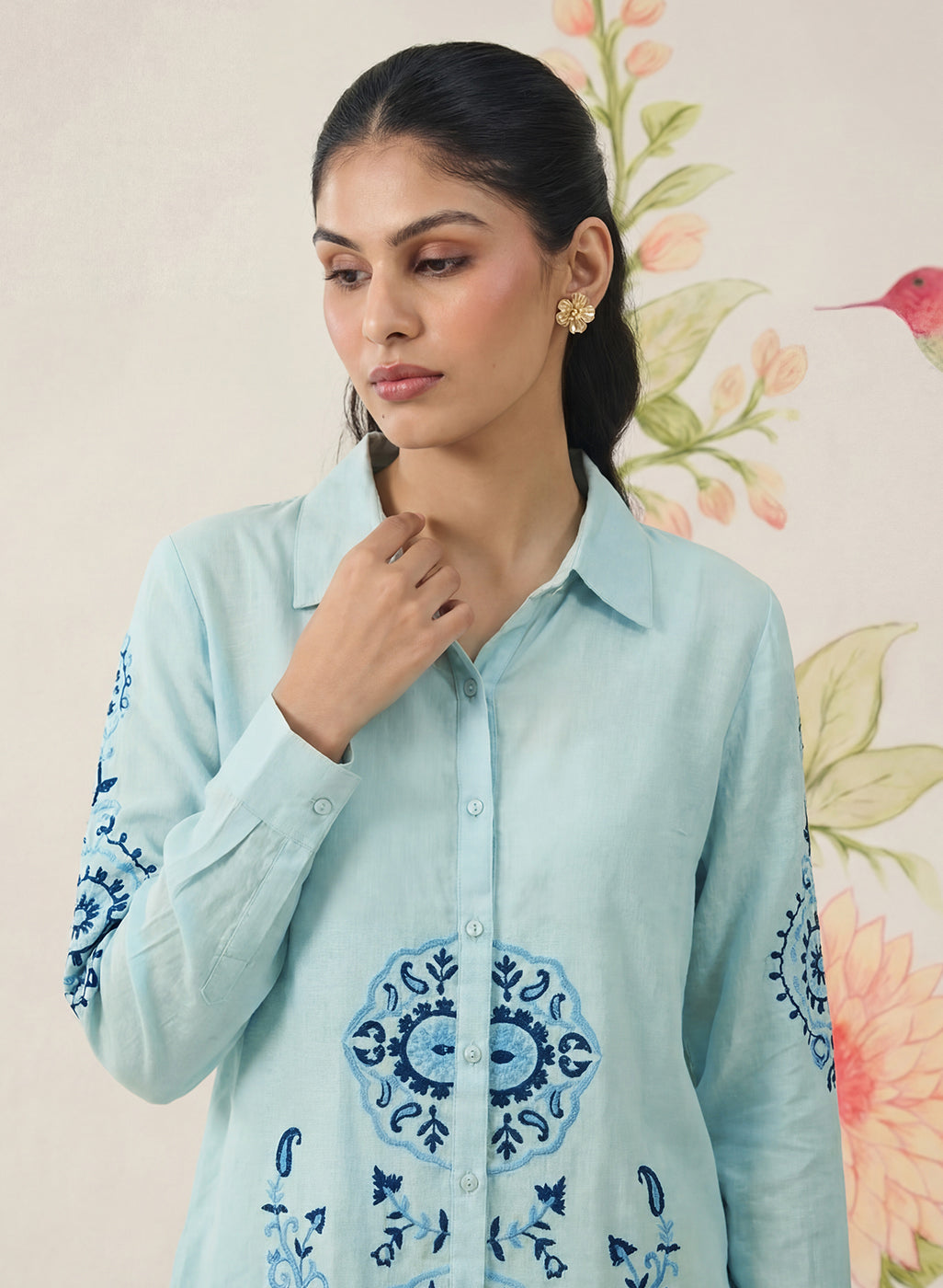 Heli Spa Embroidered Cotton Blend Shirt