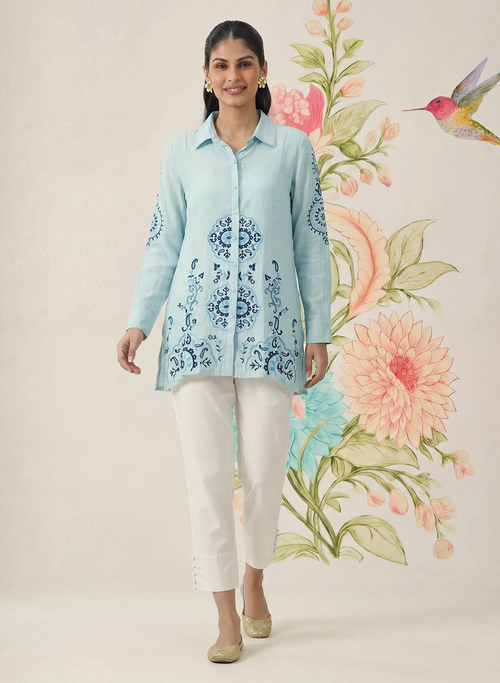 Heli Spa Embroidered Cotton Blend Shirt
