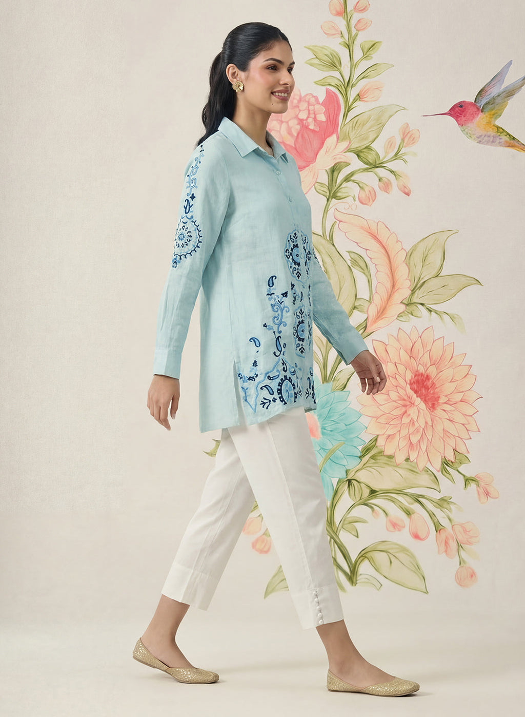 Heli Spa Embroidered Cotton Blend Shirt