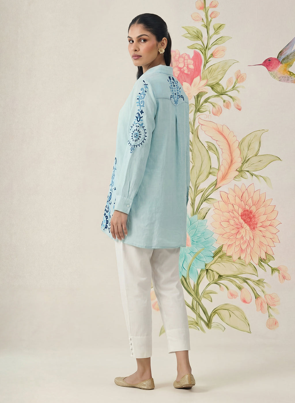 Heli Spa Embroidered Cotton Blend Shirt