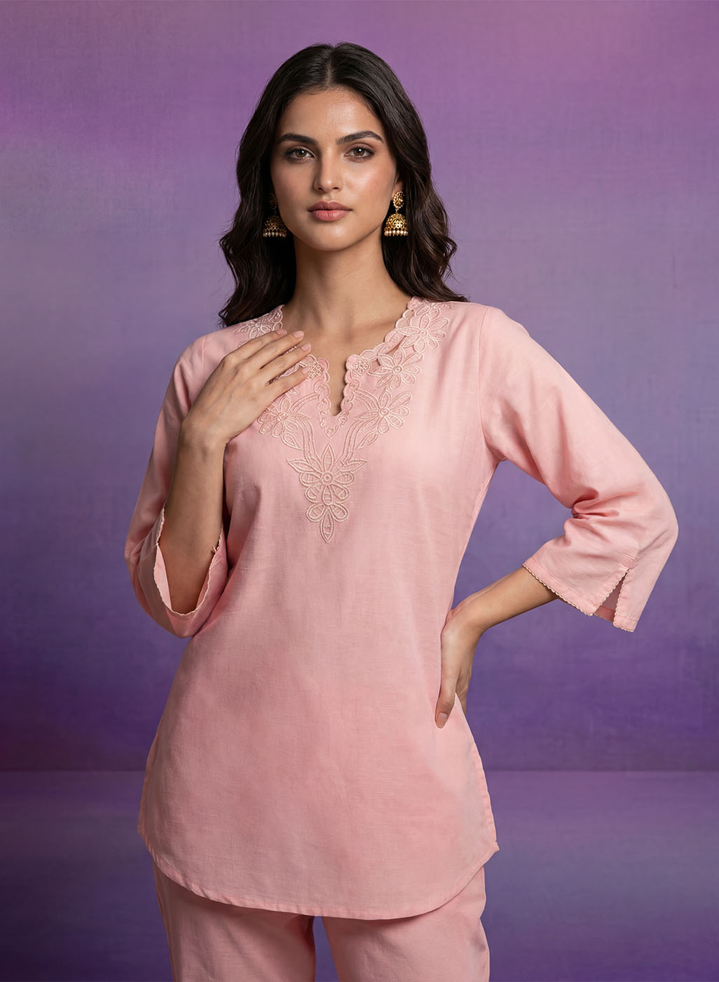 Pink Embroidered Co-ord Set