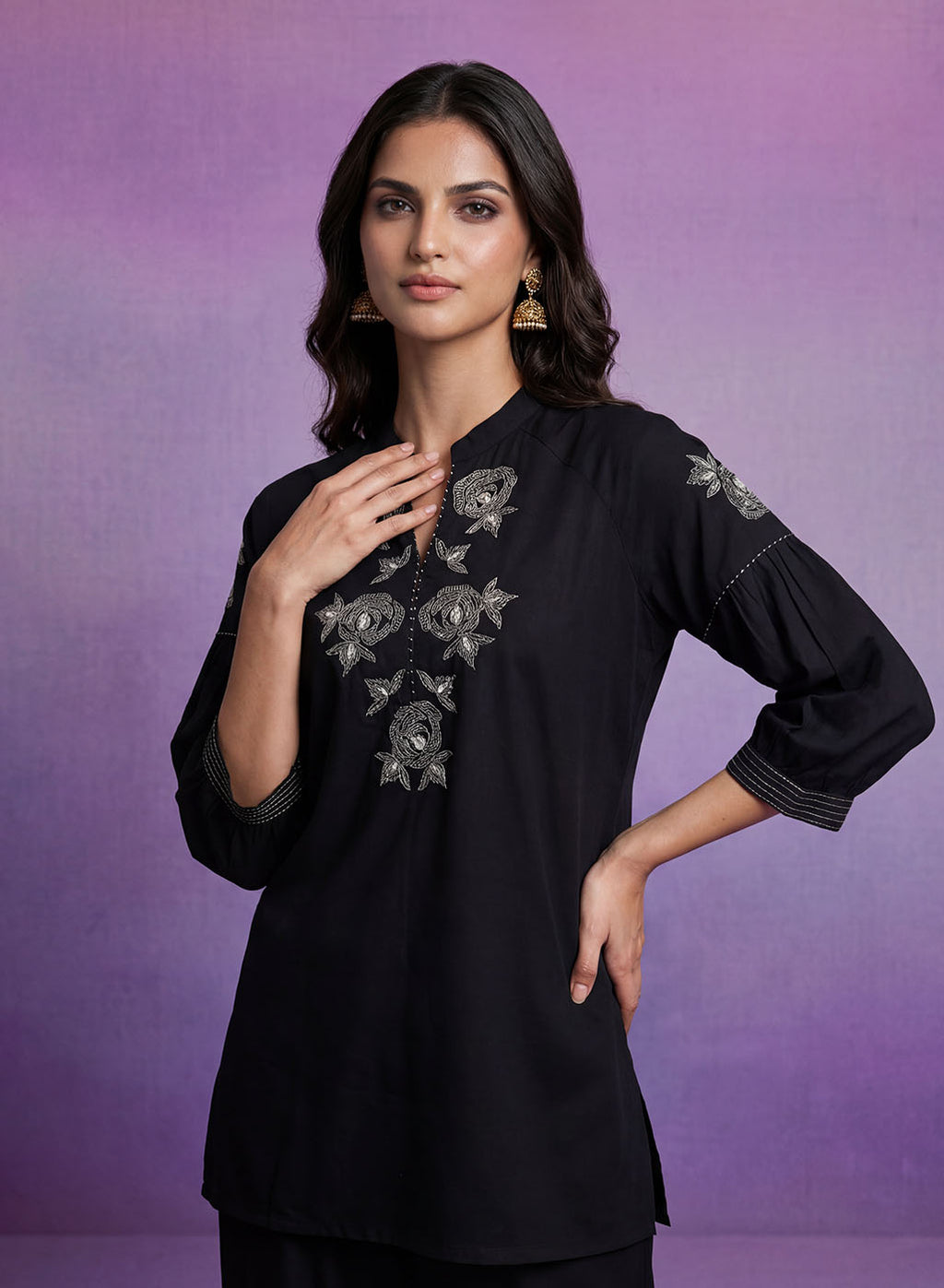 Black Embroidered Co-ord Set