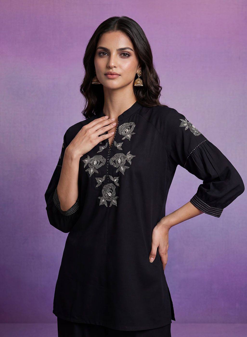 Black Embroidered Co-ord Set