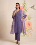 Ragini Lavender Embroidered Straight Suit Set with Dupatta