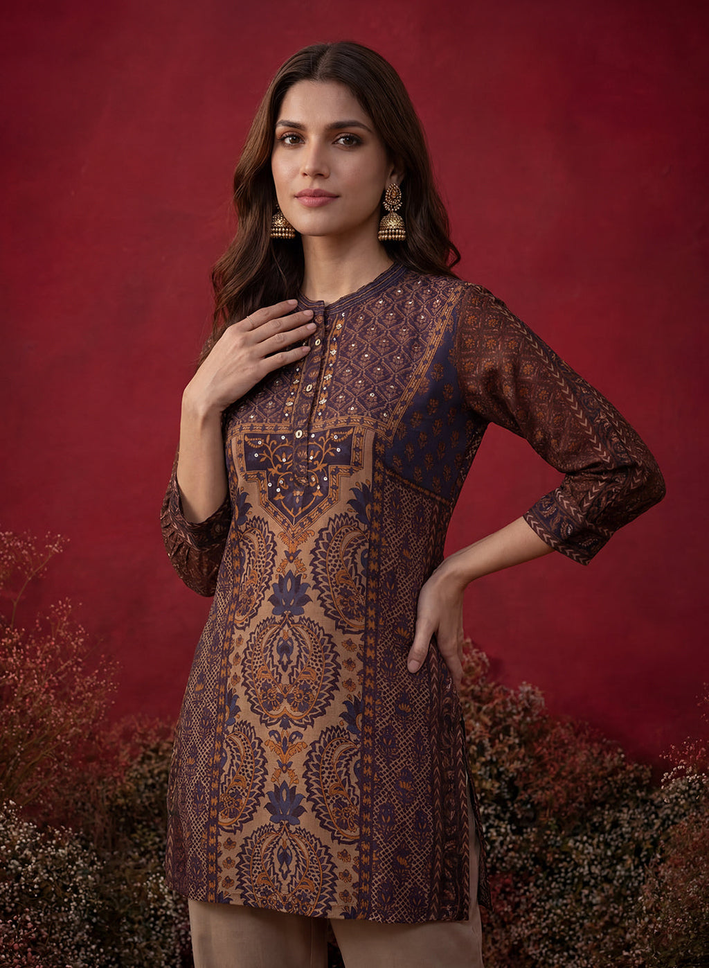 Purple Printed Shantoon Tunic