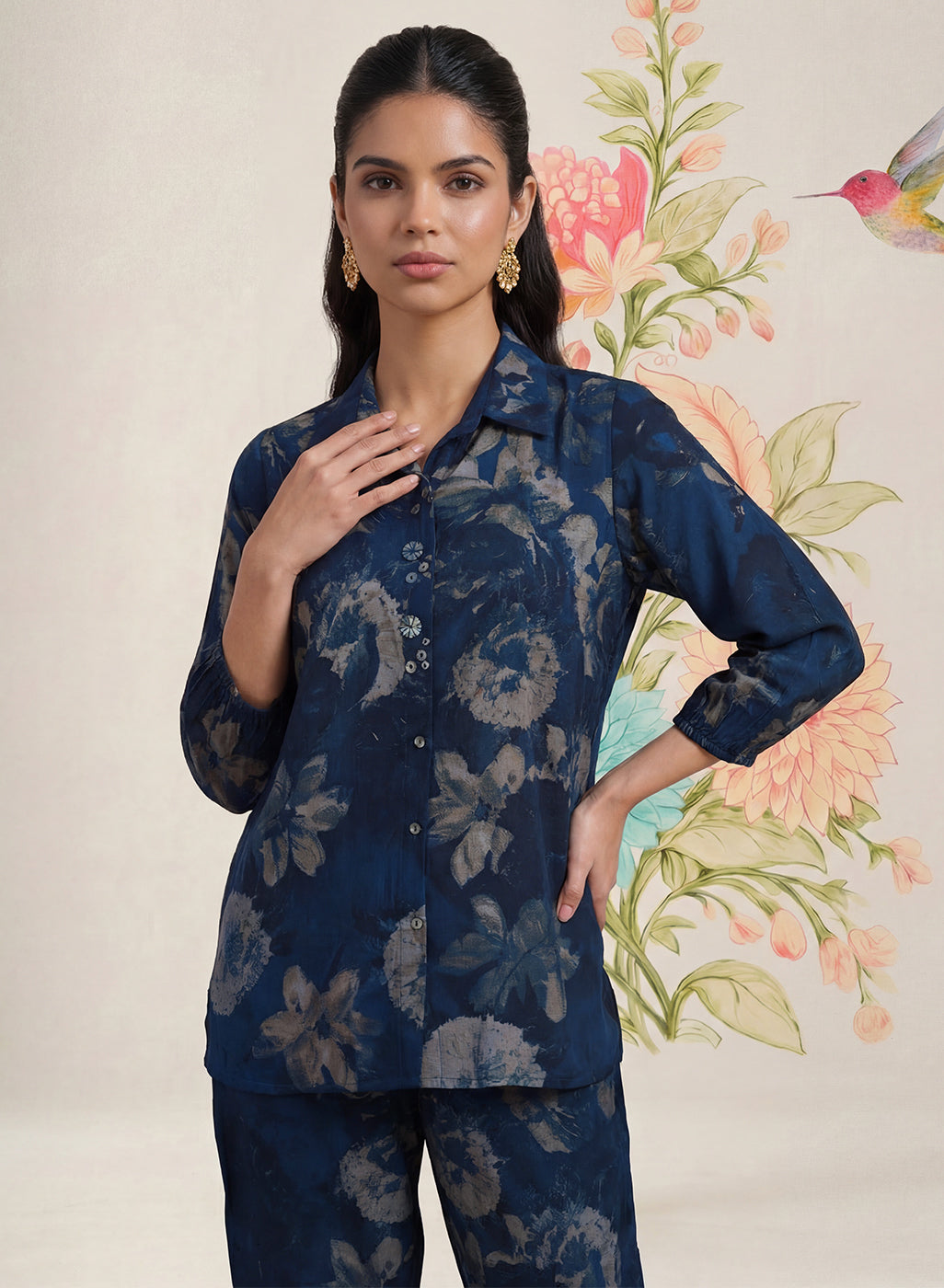 Hena Navy Printed Co-ord Set