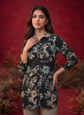 Black All Over Printed Crepe Shirt