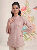 Tiri Baby Pink Monochrome Embroidered Shirt