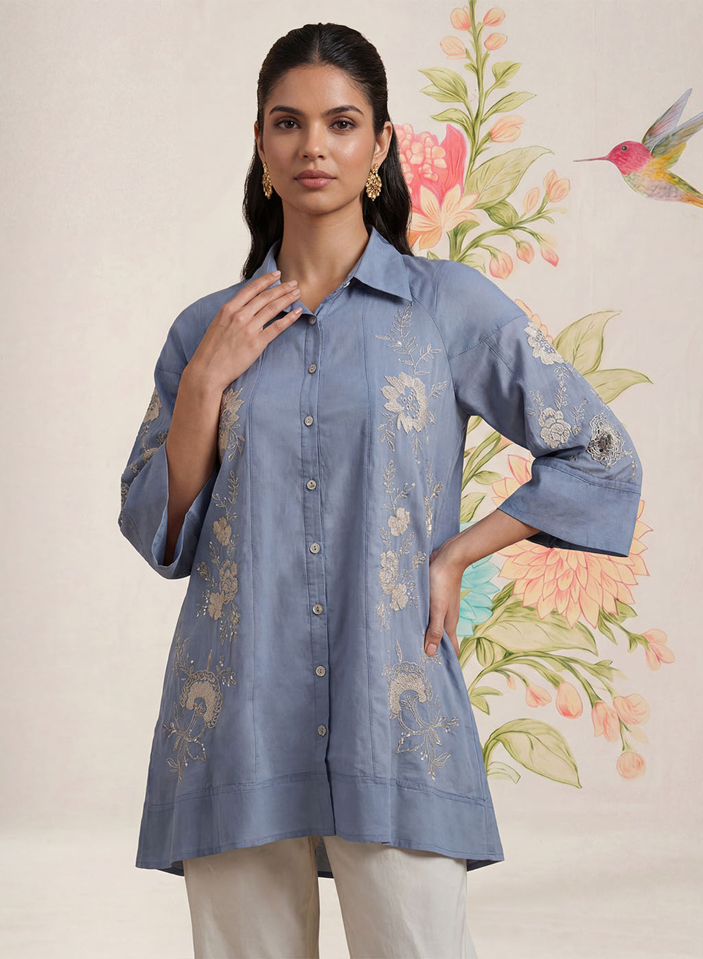 Maitri Spa Embroidered A-line Tunic