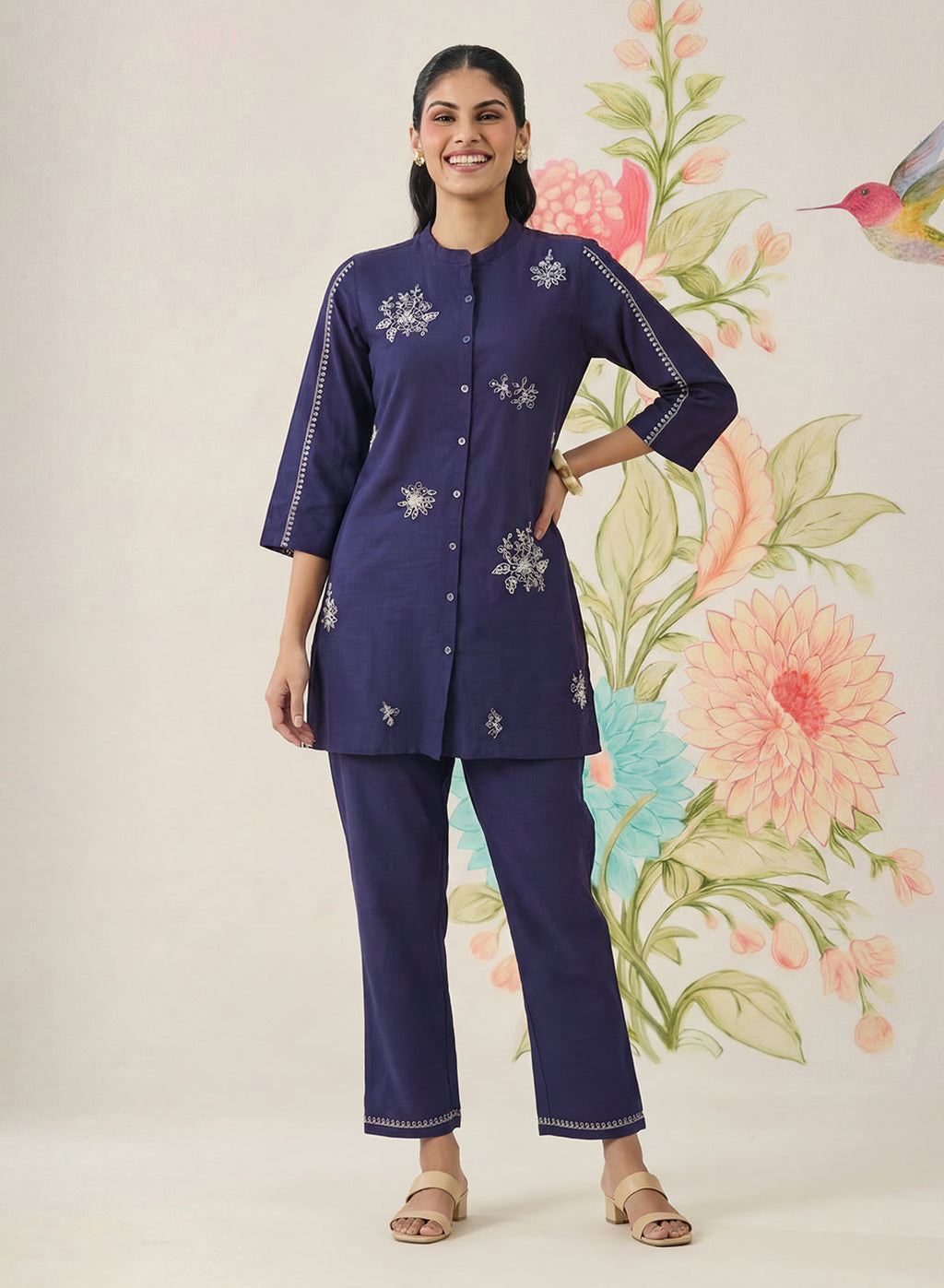 Chavi Navy Embroidered Co-ord Set