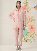Pink Embroidered Linen Co-ord Set