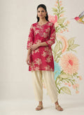 Aboli Red Floral Printed Straight Kurti