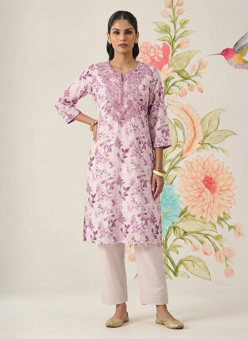 Kavya Fuchsia Printed Chanderi Suit Set with Dupatta