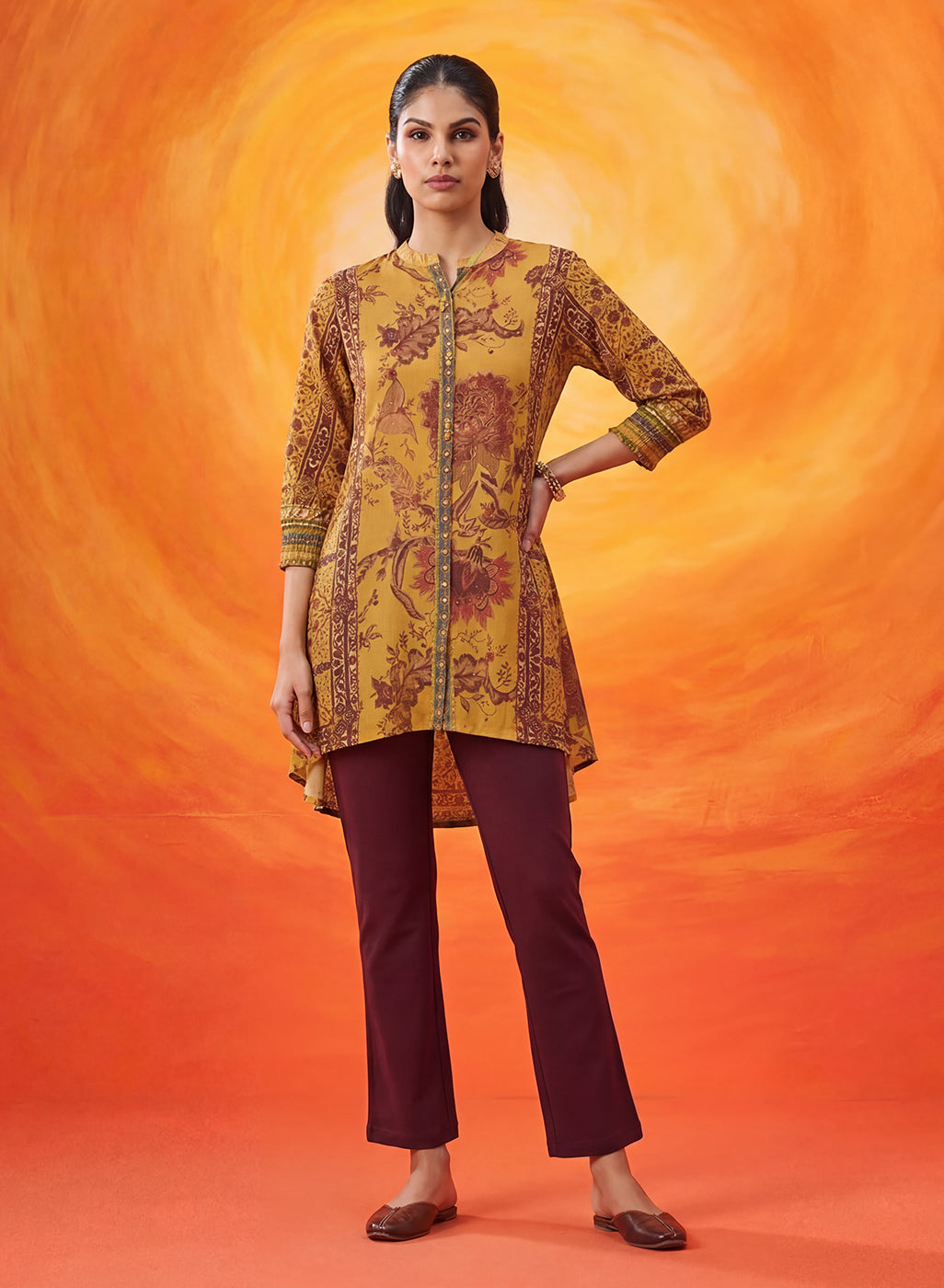 Paakhi Mustard Printed Shantoon Tunic