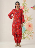 Khumari Red Printed Cotton Blend Co-ord Set