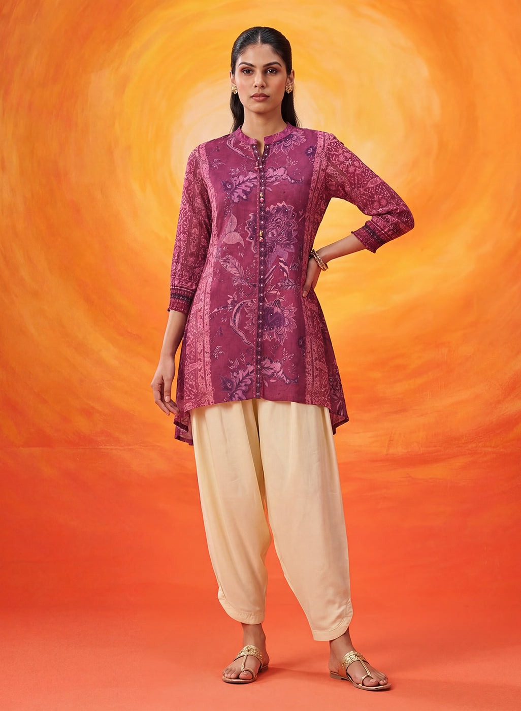 Paakhi Dark Pink Printed Shantoon Tunic