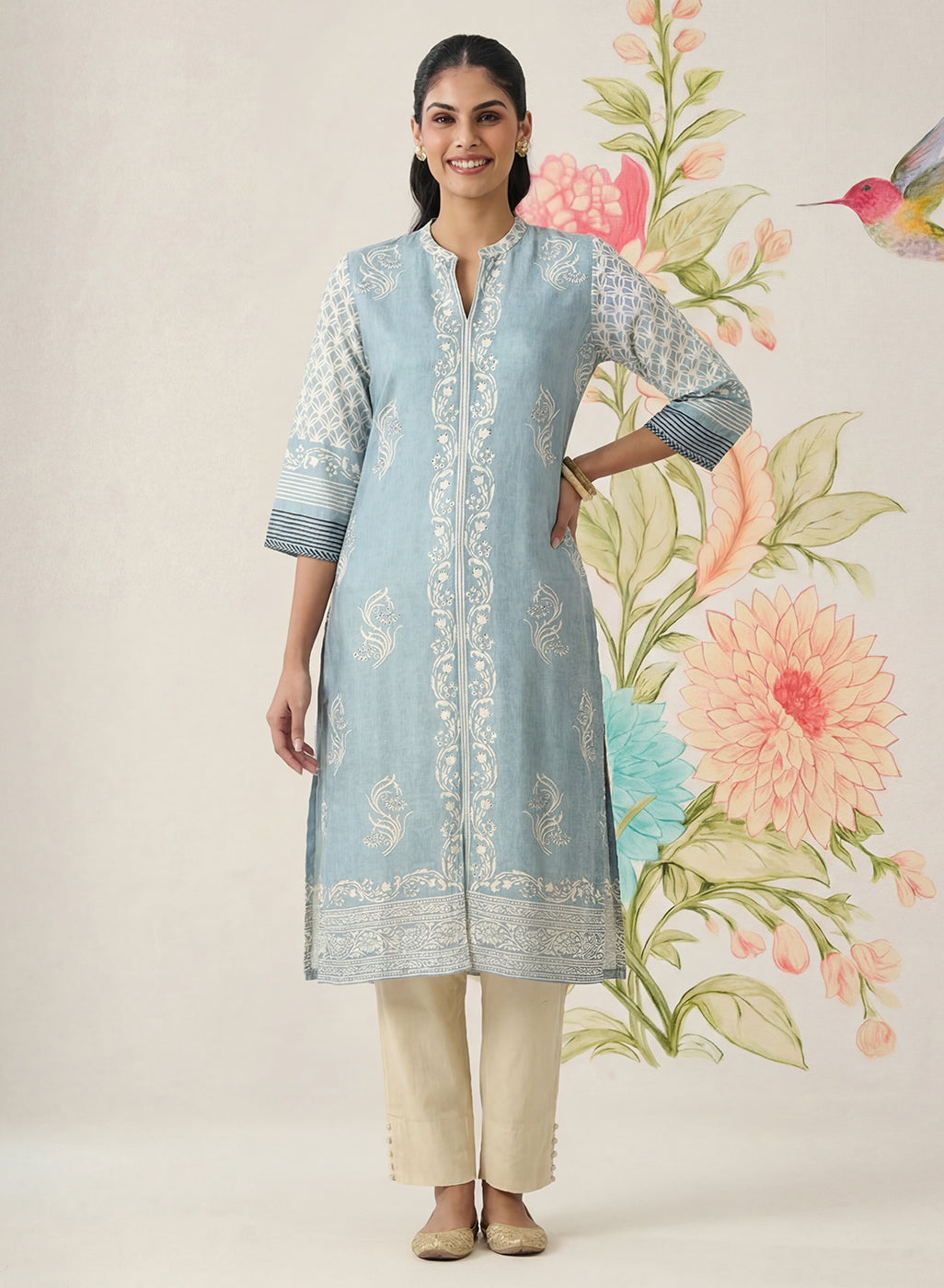 Arpora Spa Printed Linen Straight Kurta