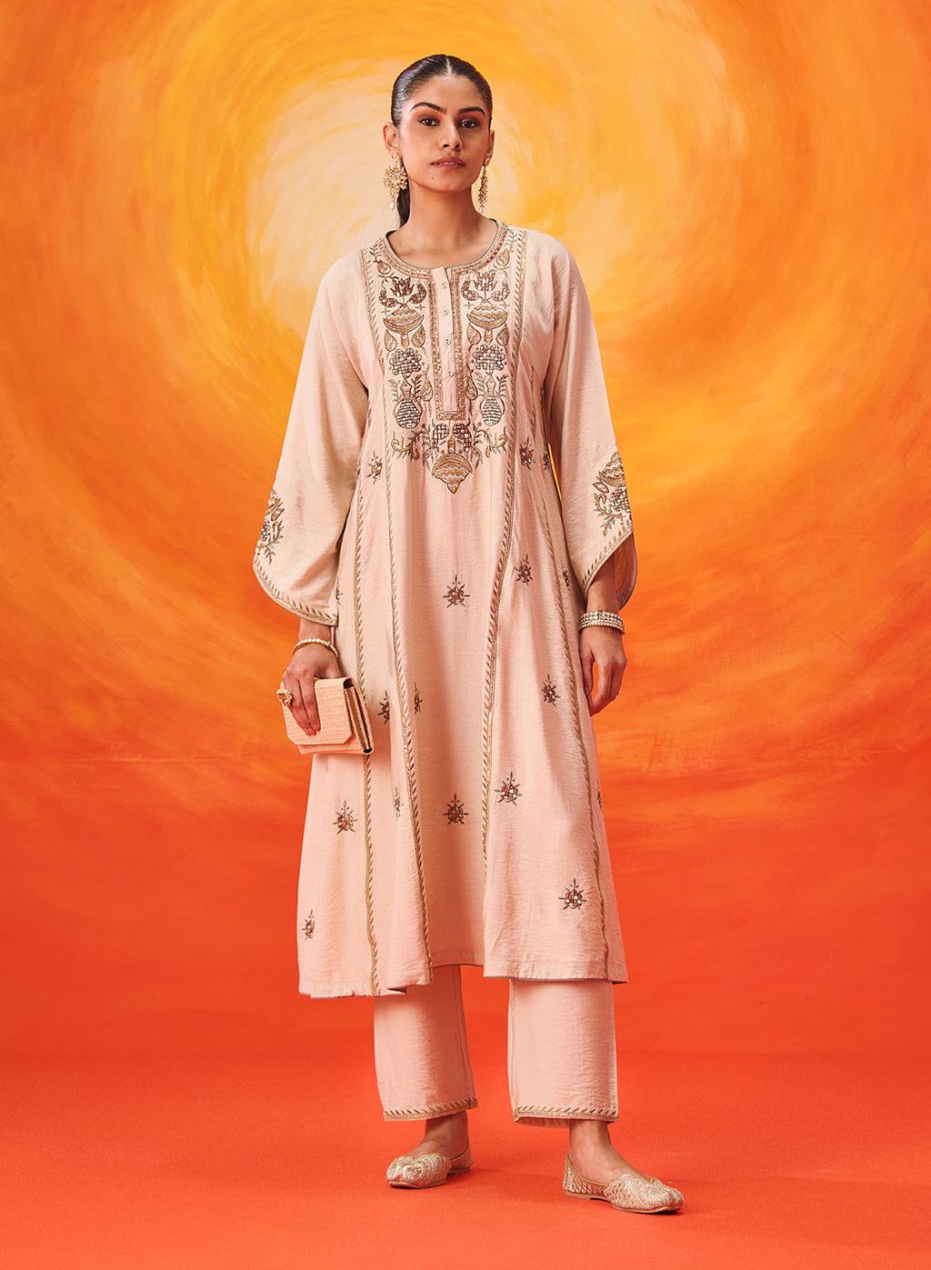 Vaara Ariza Ivory Embroidered A-line Suit Set with Dupatta