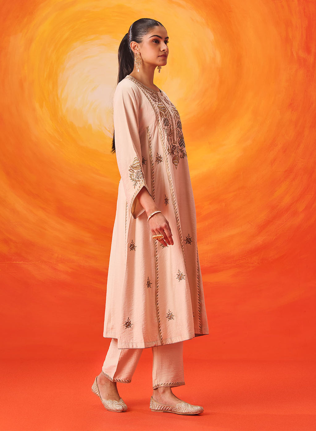 Vaara Ariza Ivory Embroidered A-line Suit Set with Dupatta