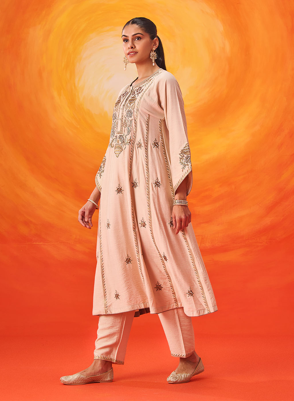Vaara Ariza Ivory Embroidered A-line Suit Set with Dupatta