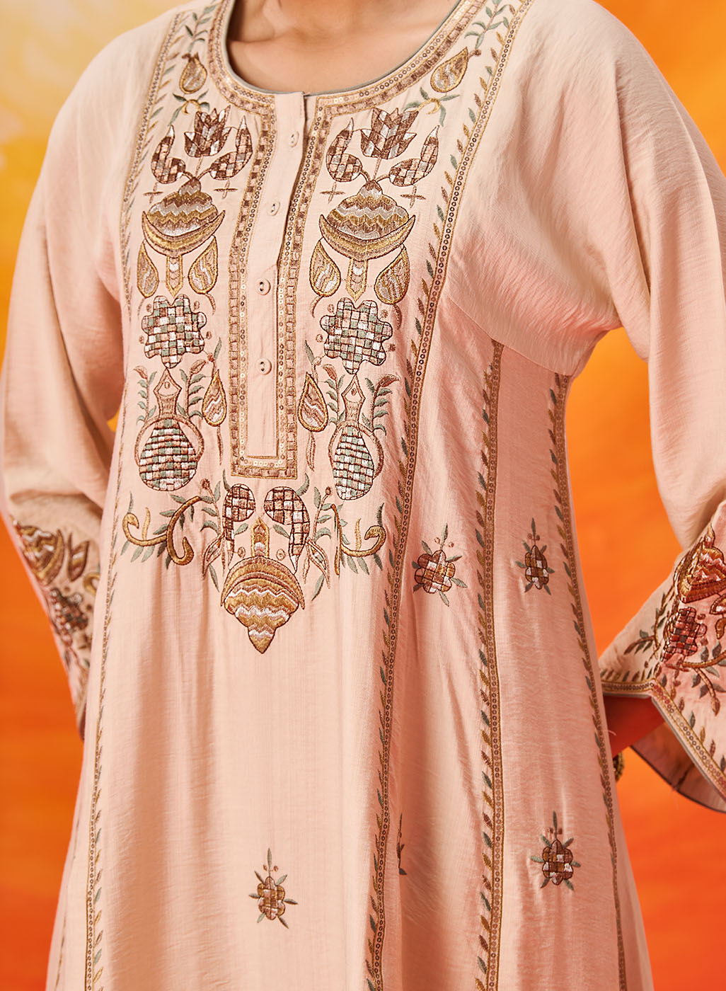 Vaara Ariza Ivory Embroidered A-line Suit Set with Dupatta