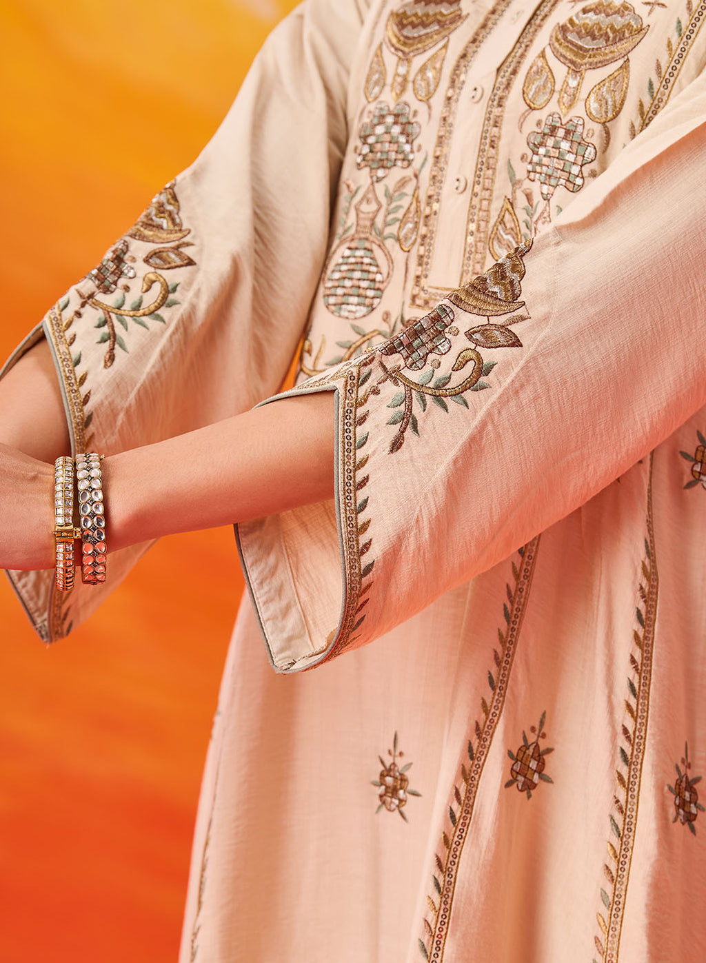 Vaara Ariza Ivory Embroidered A-line Suit Set with Dupatta