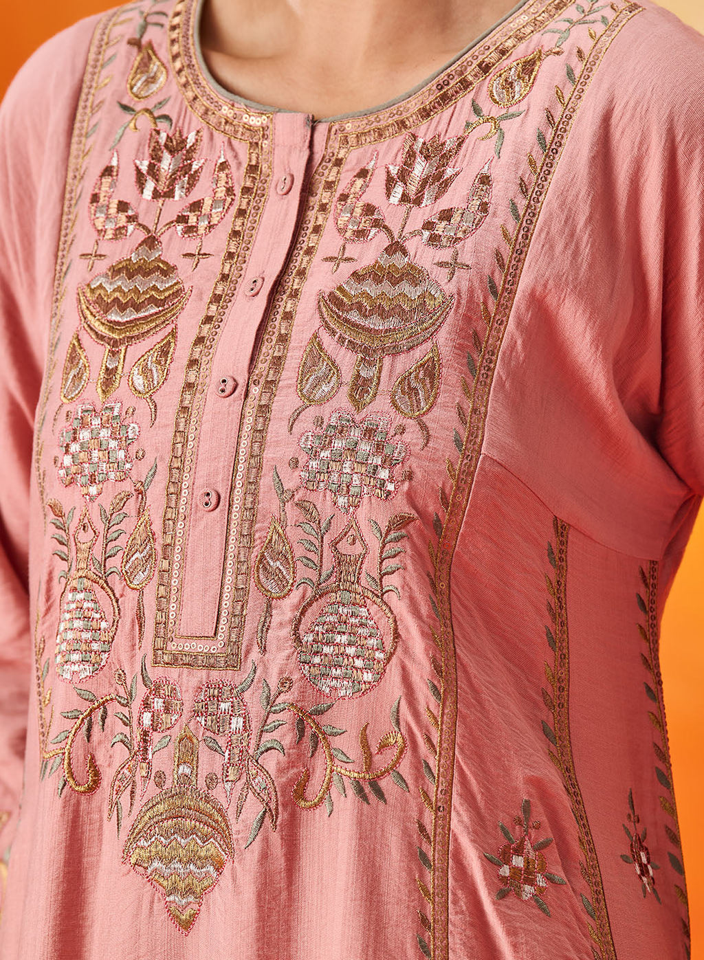 Vaara Ariza Rose Pink Embroidered A-line Suit Set with Dupatta