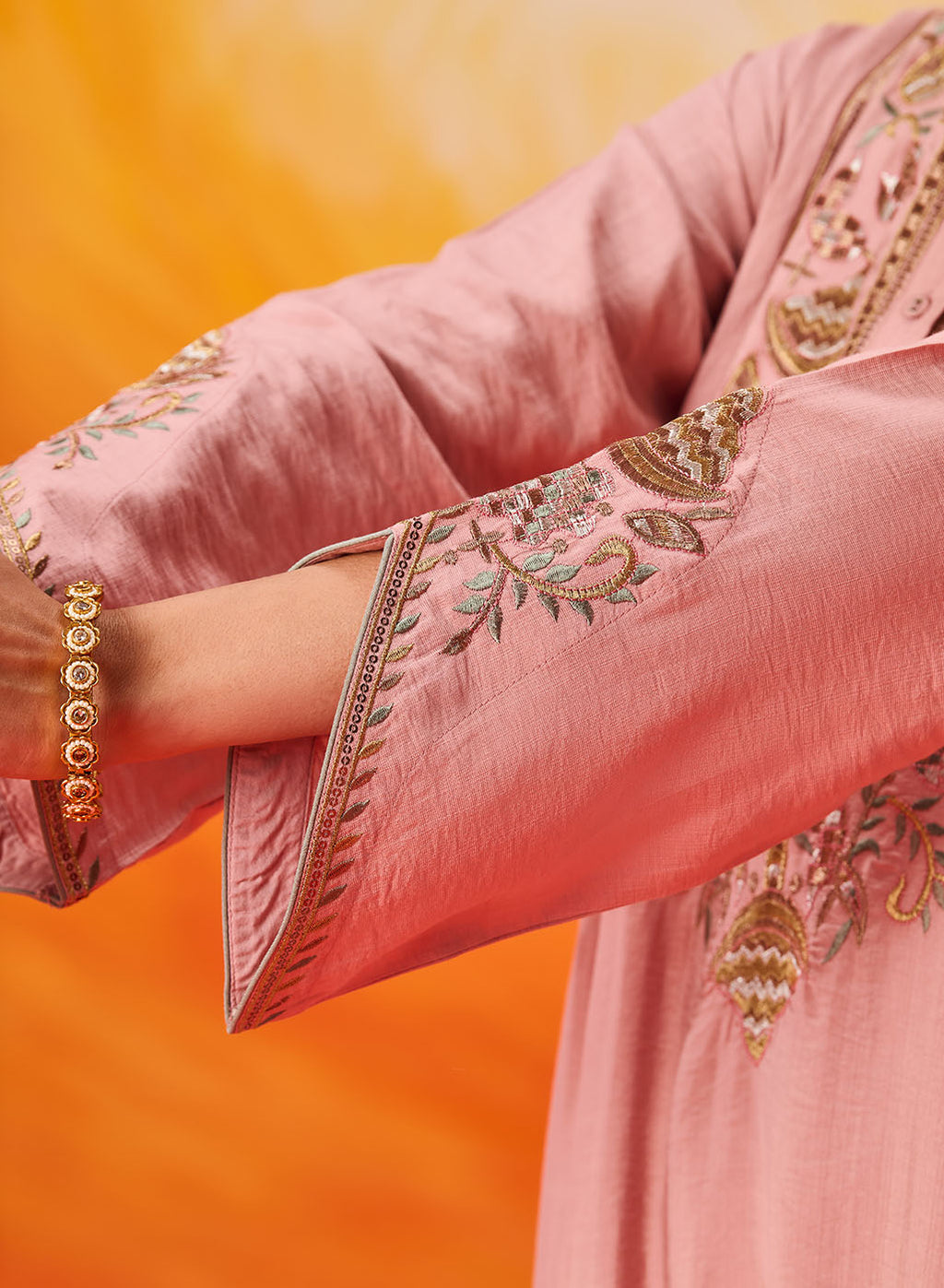 Vaara Ariza Rose Pink Embroidered A-line Suit Set with Dupatta