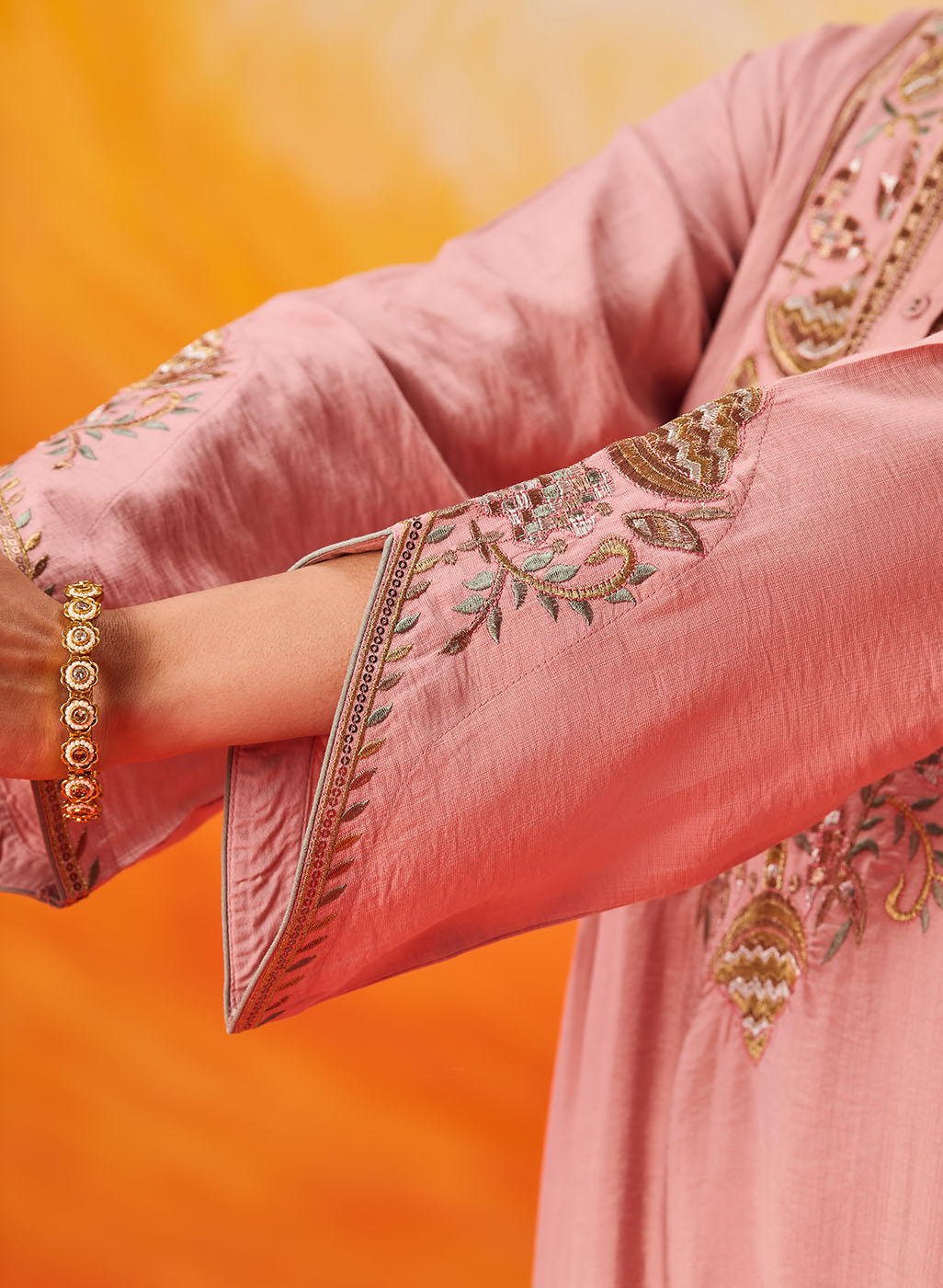 Vaara Ariza Rose Pink Embroidered A-line Suit Set with Dupatta