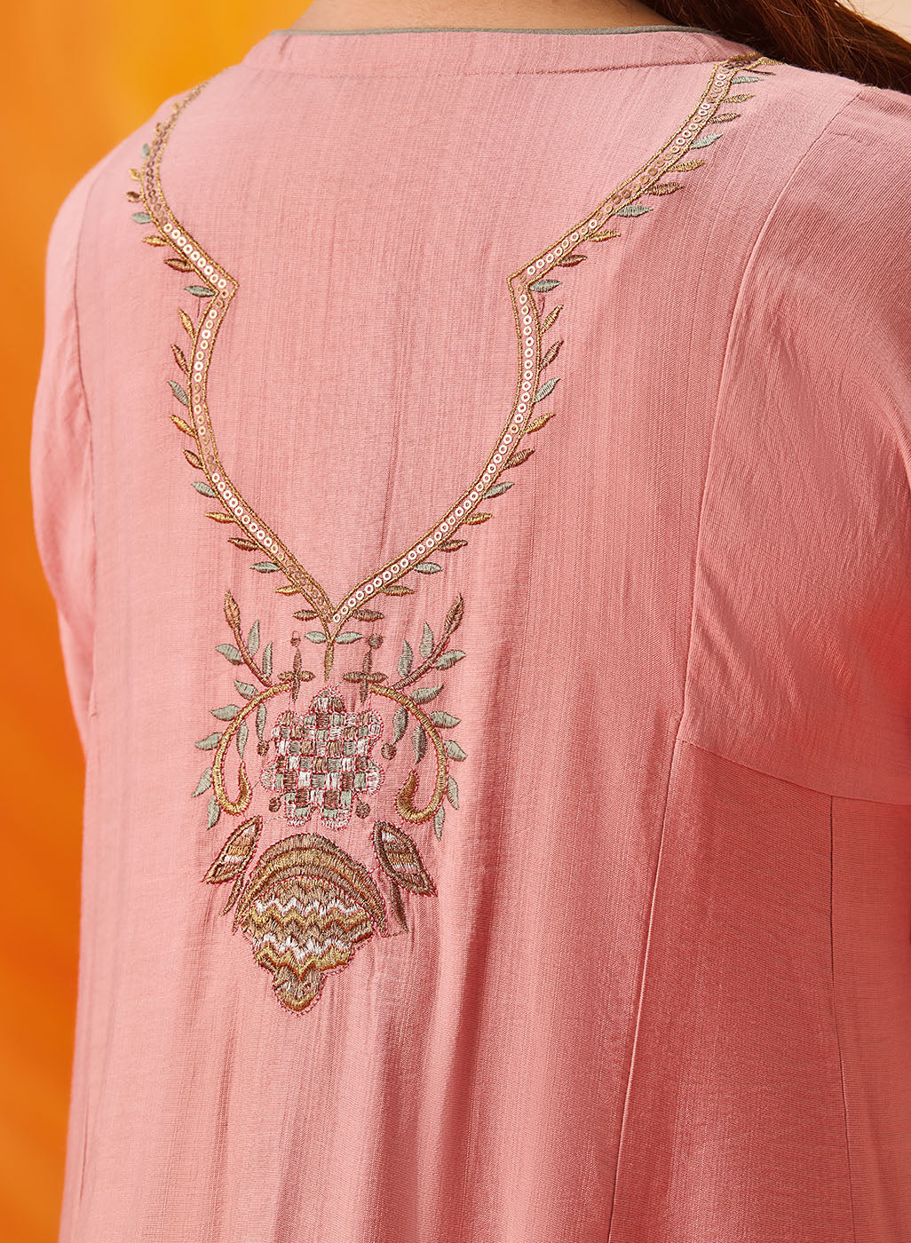Vaara Ariza Rose Pink Embroidered A-line Suit Set with Dupatta