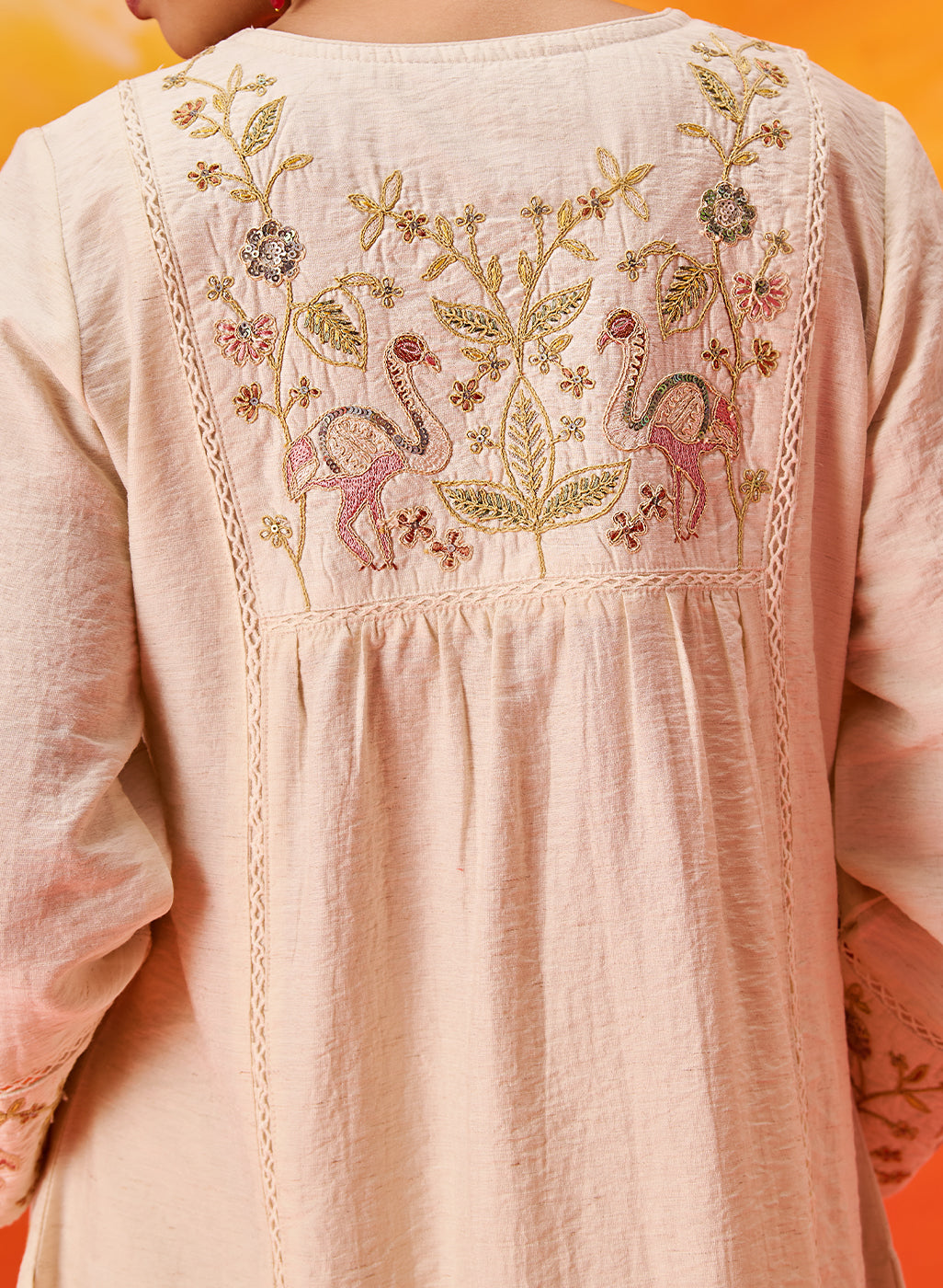 Aaradhya Ivory Embroidered Linen Suit Set with Dupatta