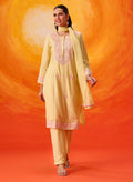 Kora Green Cotton Blend Embroidered Suit Set with Dupatta
