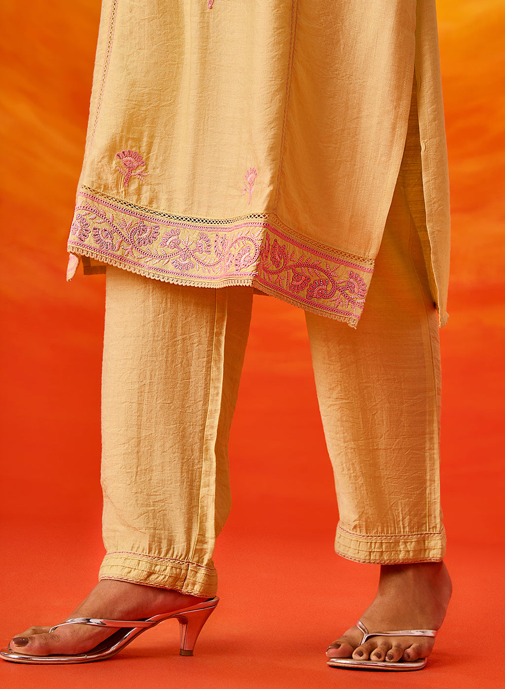 Kora Green Cotton Blend Embroidered Suit Set with Dupatta