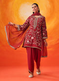 Vaara Kalini Maroon Embroidered Suit Set with Dupatta