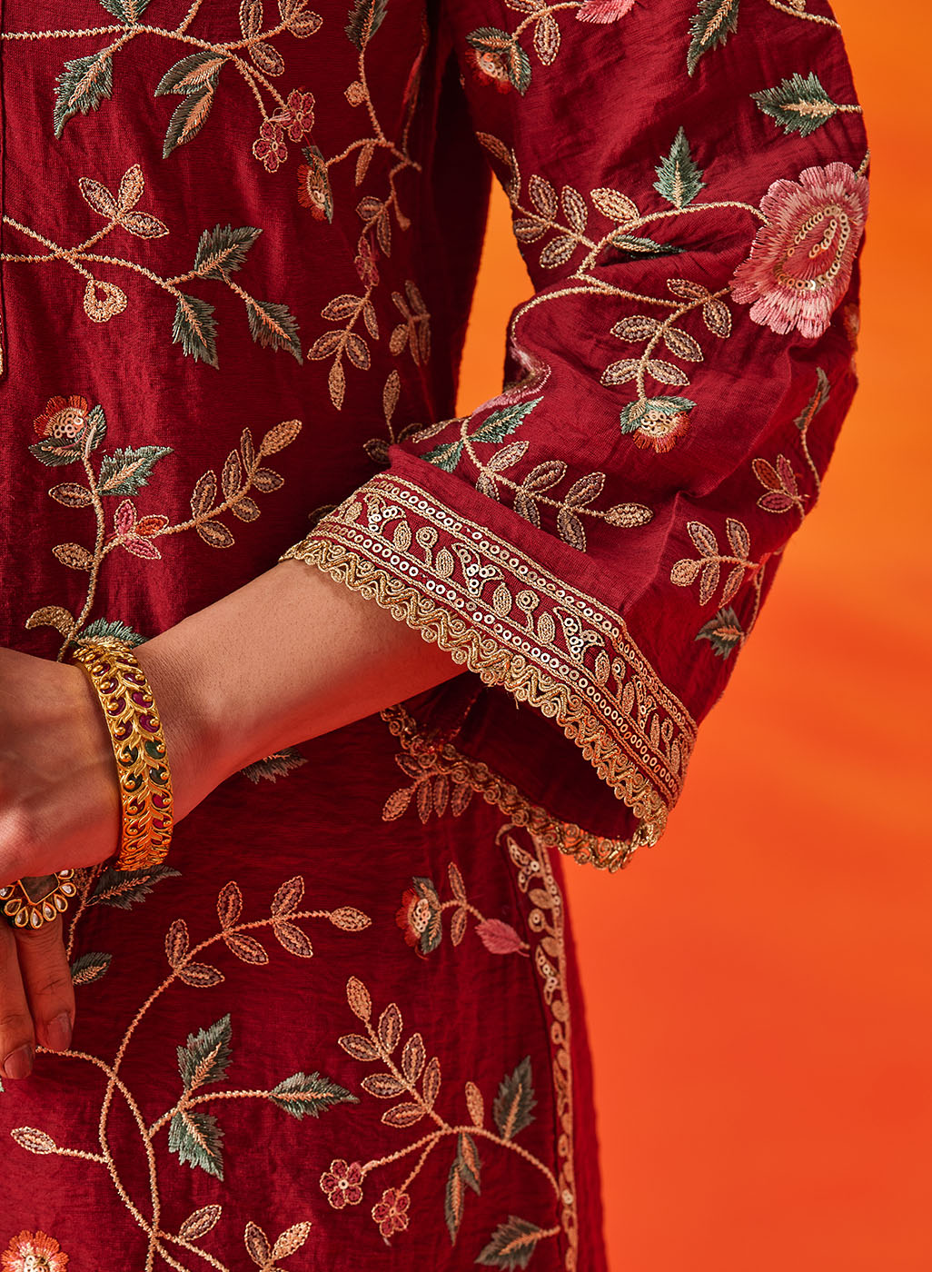 Vaara Kalini Maroon Embroidered Suit Set with Dupatta