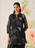 Citra Black Organza Floral Printed Top