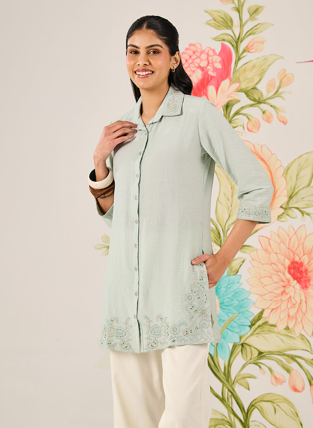 Heli Spa Embroidered Linen Shirt