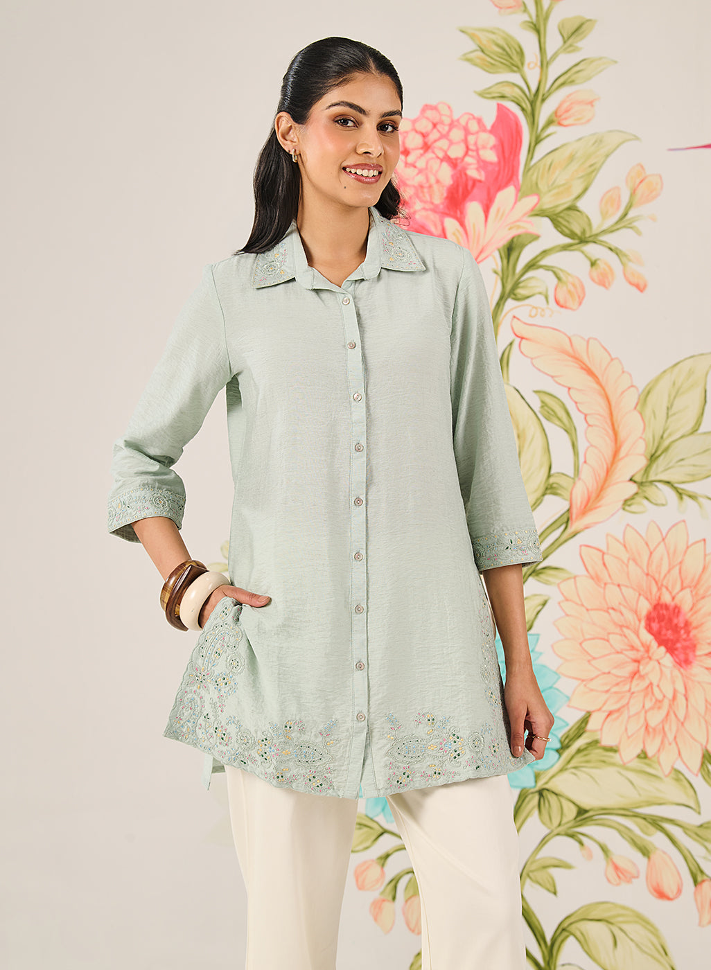 Heli Spa Embroidered Linen Shirt
