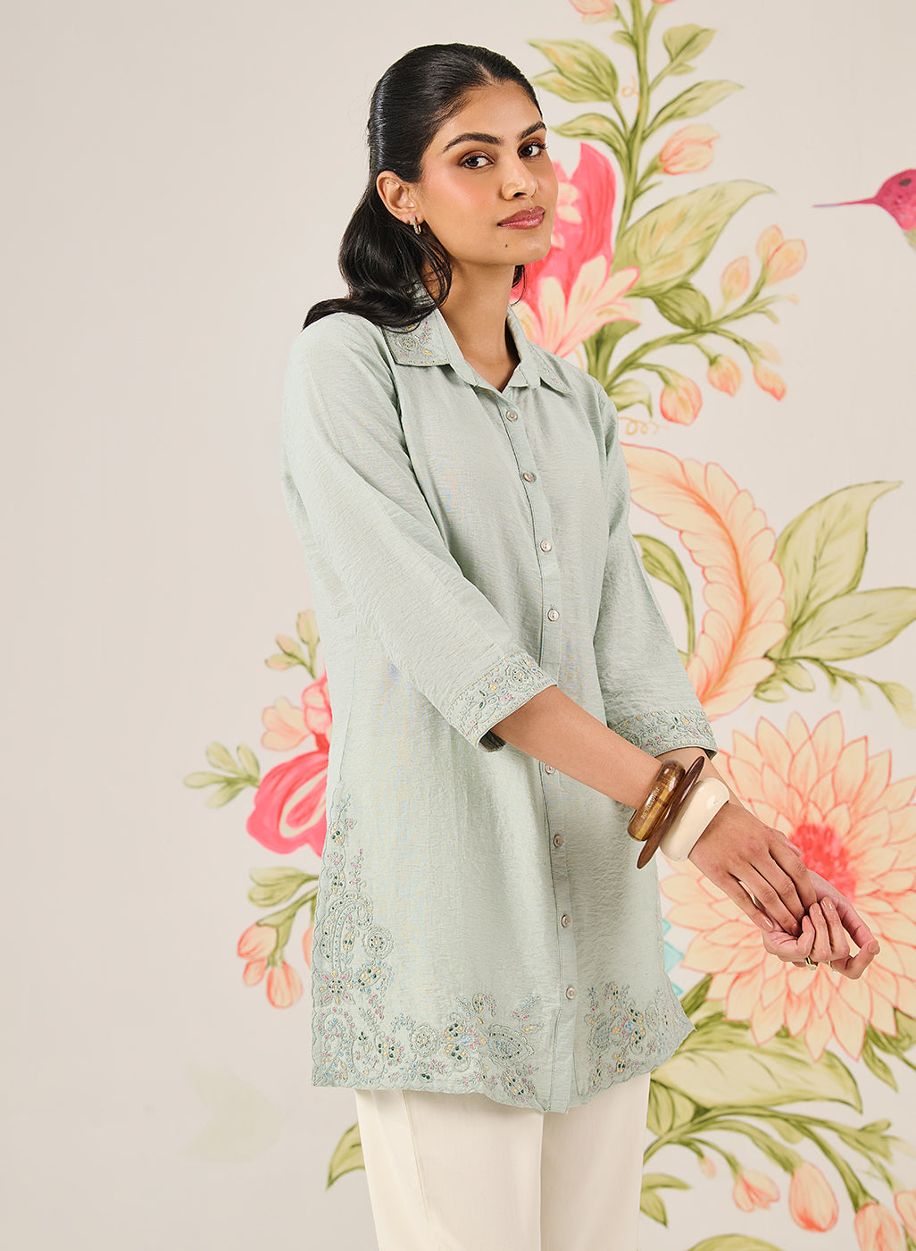 Heli Spa Embroidered Linen Shirt