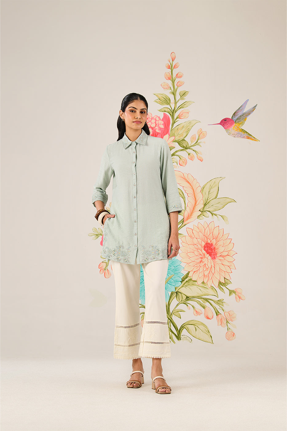Heli Spa Embroidered Linen Shirt