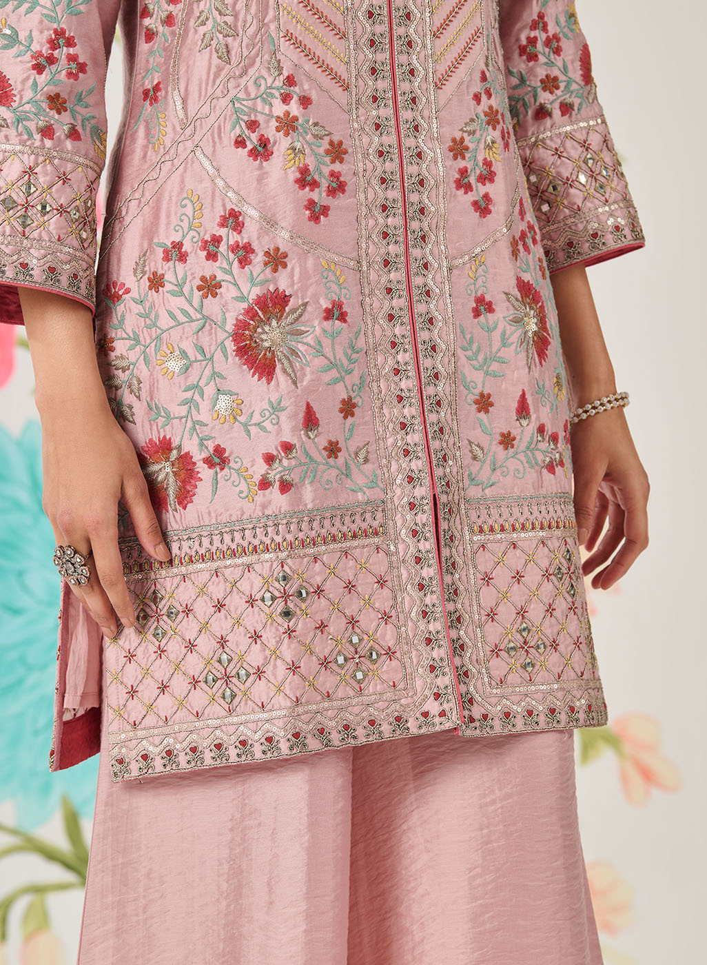 Vaara Nishat Pink Embroidered Suit Set with Dupatta