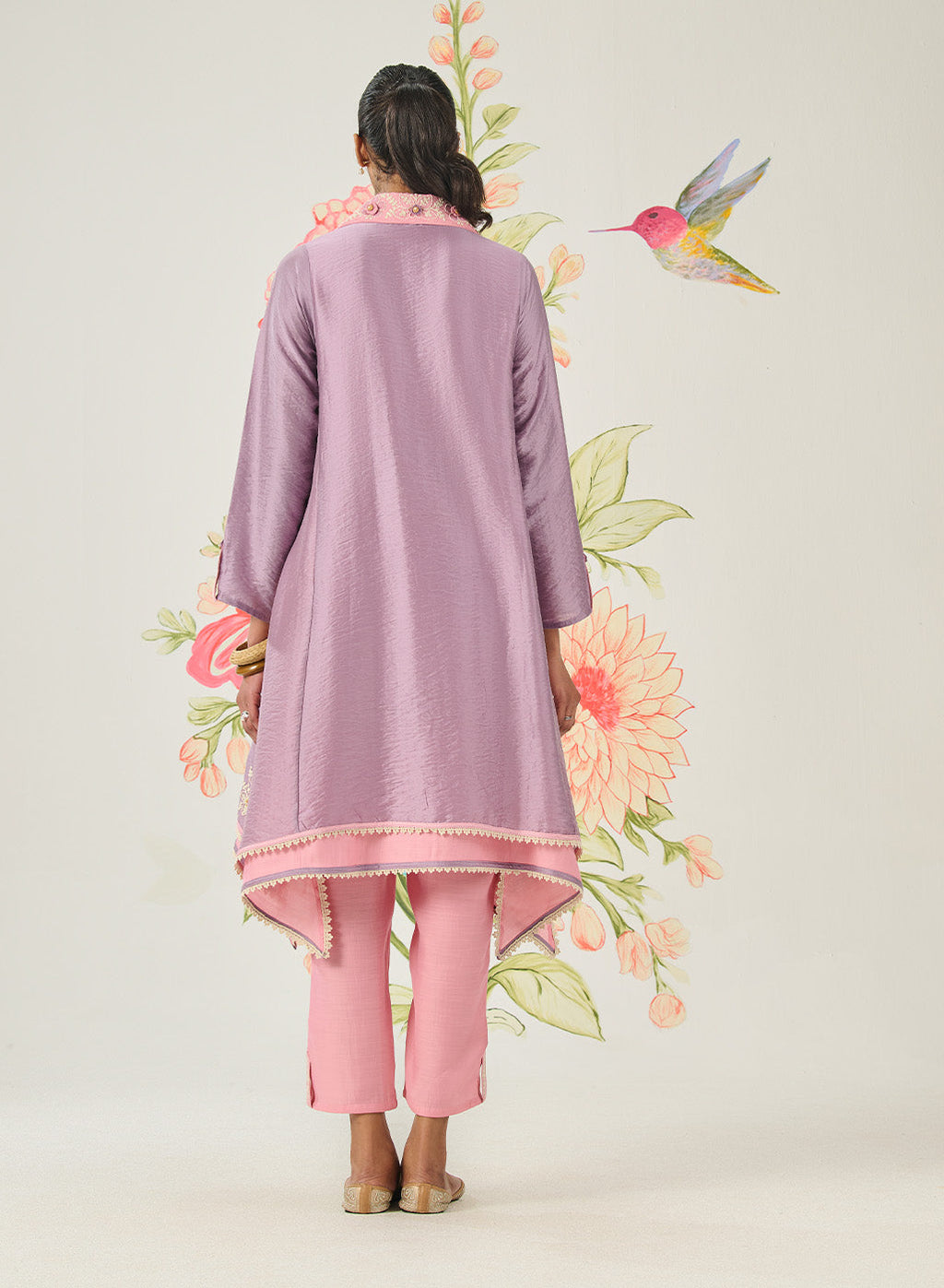 Vaara Ishq Purple Embroidered A-line Kurta Set
