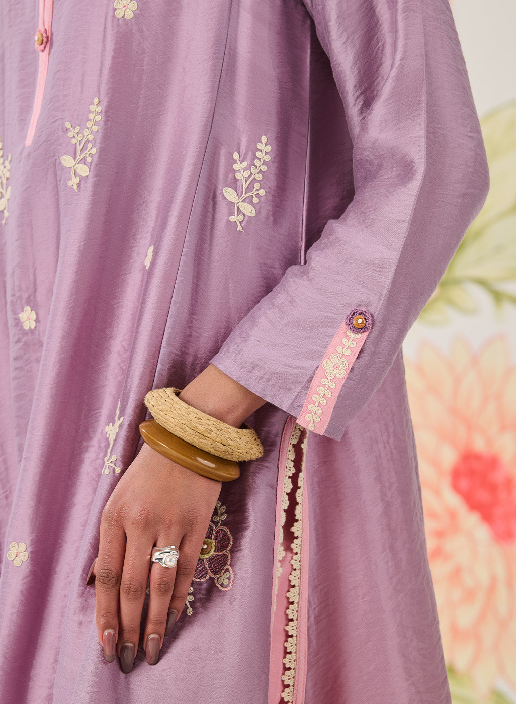 Vaara Ishq Purple Embroidered A-line Kurta Set