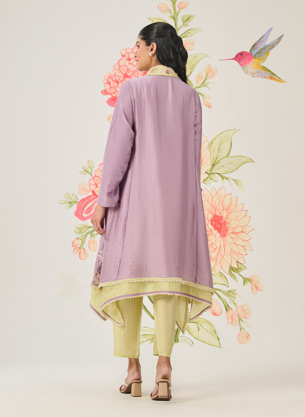 Vaara Ishq Lavender Embroidered A-line Kurta Set